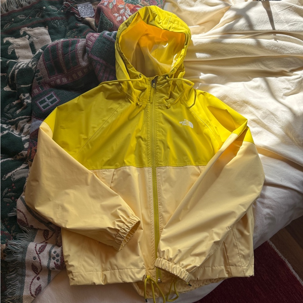 The north face womens antorra yellow rain jacket size medium